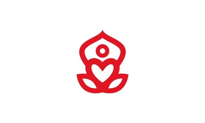 yoga, red, symbol, heart, love, illustration