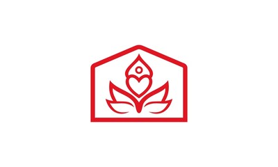 yoga, red, symbol, heart, love, illustration, home