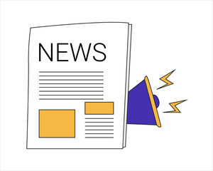 Newspaper and megaphone. Vector illustration. News & Messages
