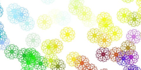 Light Multicolor vector doodle template with flowers.