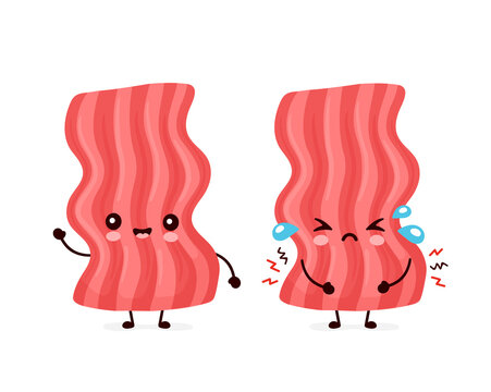 Cute happy and sad funny bacon