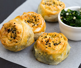 freshly baked spinach pie 