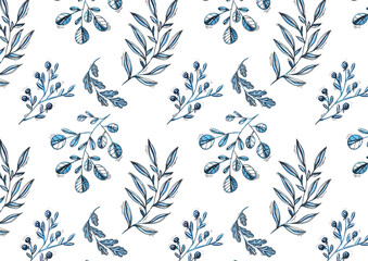 A variety of painted flowers and plants.