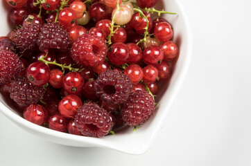 summer red berries on white close up