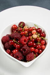 summer red berries on white close up