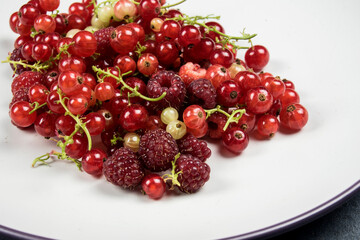 summer red berries on white close up