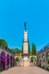 Arcade at Vittoriale degli italiani palace at Gardone Riviera in Italy