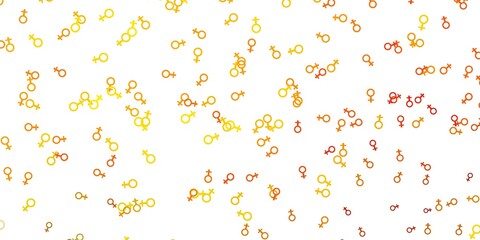 Light Yellow vector template with businesswoman signs.