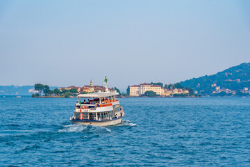 Ferry cruising lago maggiore in Italy