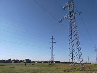 
In the field of high voltage poles of gray.