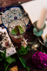 still life with tea and flowers