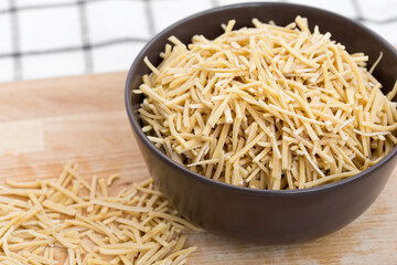 Bowl of traditional Turkish noodle (raw).