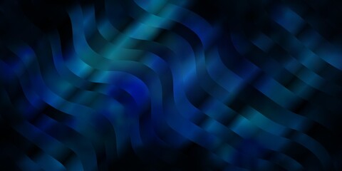 Dark BLUE vector background with bent lines. Bright sample with colorful bent lines, shapes. Pattern for commercials, ads.