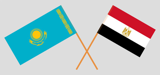 Crossed flags of Egypt and Kazakhstan