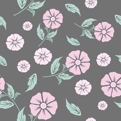Vector flower pattern of leaves and twigs.