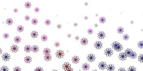 Light Pink, Red vector doodle background with flowers.