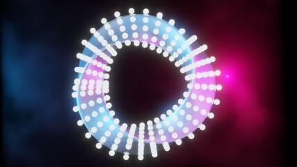 Un cercle lumineux abstrait devant un arrière plan bleu et rose