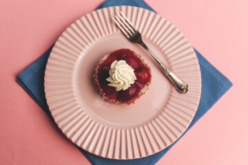chocolate cake on plate with fork