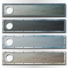 Set of horizontal metal plate for banners or headers.