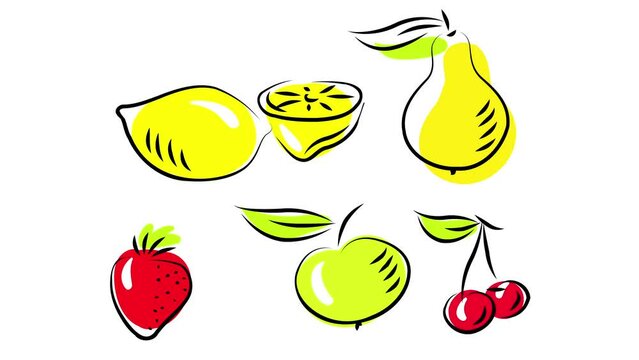 still life with various raw tropical citric fruits with fresh strawberry lemon orange and cherry suggesting logo for foodstuff related topic or industrial food companies