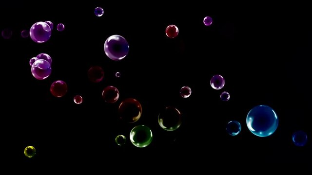 An animated colorful bubble background with a smooth black background