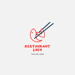 Fish and seafood restaurant logo, BBQ Fish and Sushi logo, Fish logo with minimalis style