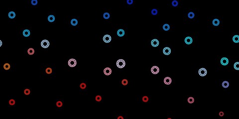 Dark blue, red vector texture with disease symbols.