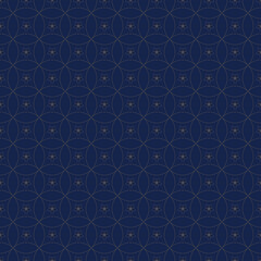 Blue circle japan background. Endless luxury wallpaper. Gold minimalist vector patter. 