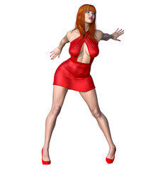 Beautiful woman in short mini dress.