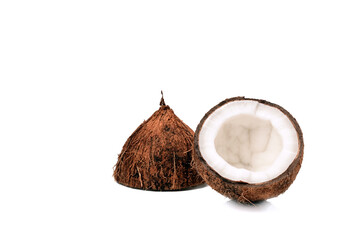 Half of coconut isolated on white background