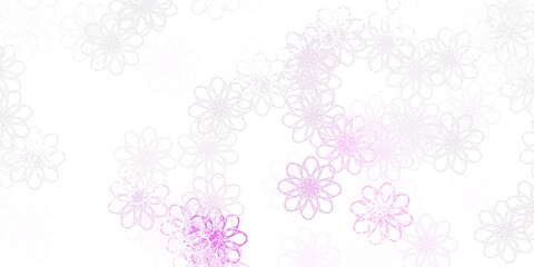 Light Purple vector doodle texture with flowers.