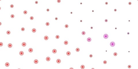 Light Purple, Pink vector doodle texture with flowers.