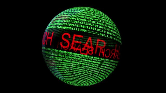 Search text and binary data on rotating sphere