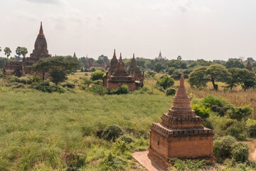 Fototapeta premium Pagodas stupas and temples of Bagan in Myanmar, Burma