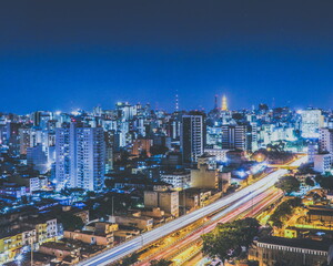 Fototapeta na wymiar Sao Paulo downtown in long exposure, Brazil