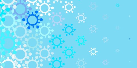 Light BLUE vector pattern with coronavirus elements.