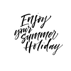 Enjoy your summer holiday lettering. Hand drawn brush style modern calligraphy. Vector illustration of handwritten lettering. 