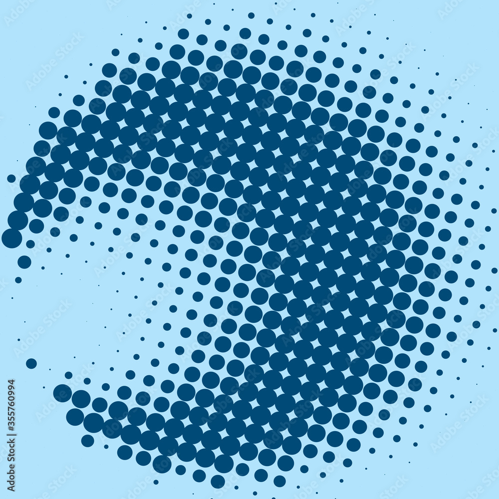 Poster gradient of blue dots. halftone texture. vector illustration. monochrome dots background.