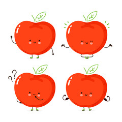 Cute happy funny apple set collection