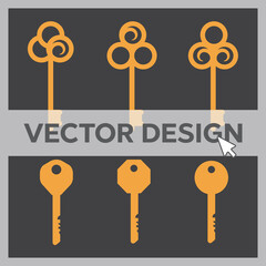 Keys icons set, isolated. Keys signs and symbols collection