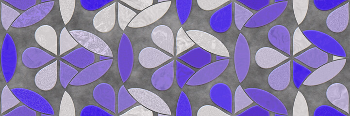  Mosaic floor- 3d illustration. Abstract geometric- seamless tile wall