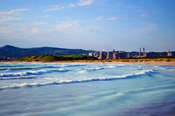 landscape of the White Beaches, sandy coast located in the municipality of Rosignano Marittimo in Tuscany Italy, between the hamlets of Rosignano Solvay and Vada