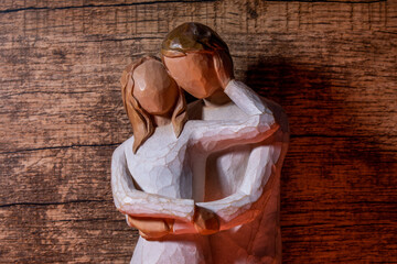 love portrait of a couple on a wooden background