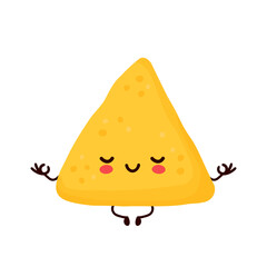 Cute happy funny nachos meditate