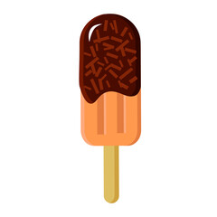 Summer drawing of ice cream in flat style. Vector illustration on a white background.
