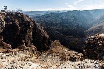 Obraz premium Sulak canyon. Chirkeyskaya HPP.Nature Of The Caucasus. Dagestan, Russia.