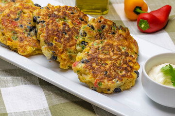 Veggie pancake with black bean and corn