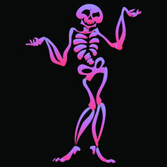 Vector illustration of a purple skeleton for Halloween