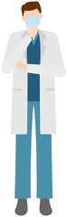 Vector image of a masked doctor in in the white coat