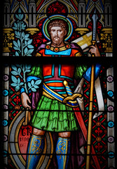 Obraz na płótnie Canvas Stain Glass Warrior Saint 1